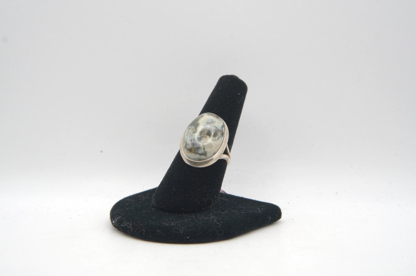 Ocean Jasper Cabochon Bezel Silver Ring