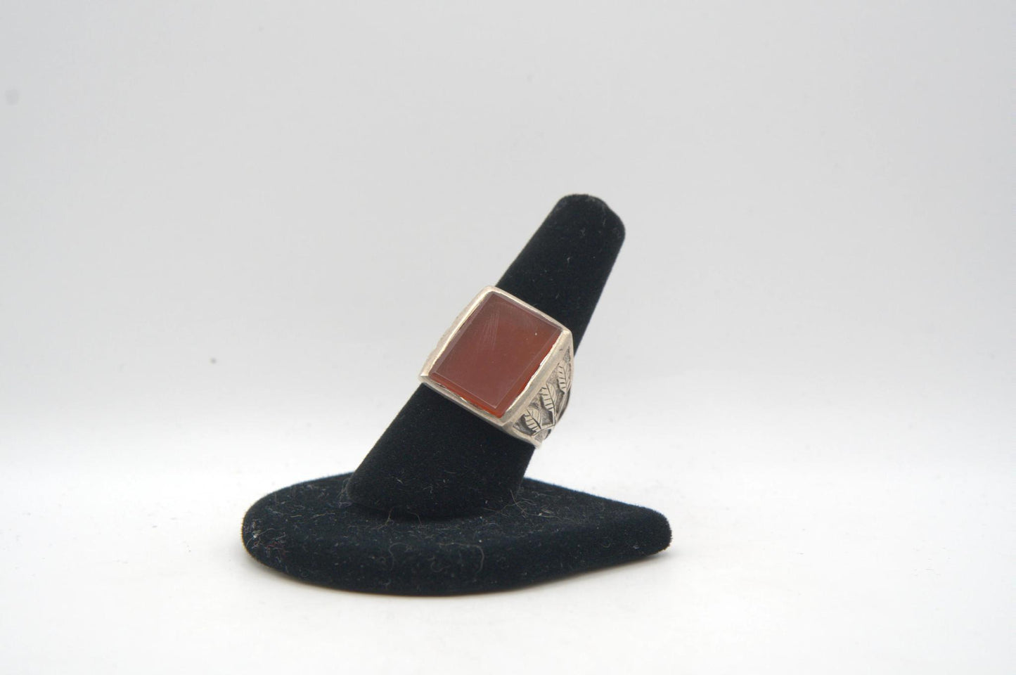 Carnelian Rectangle Bezel Silver Ring