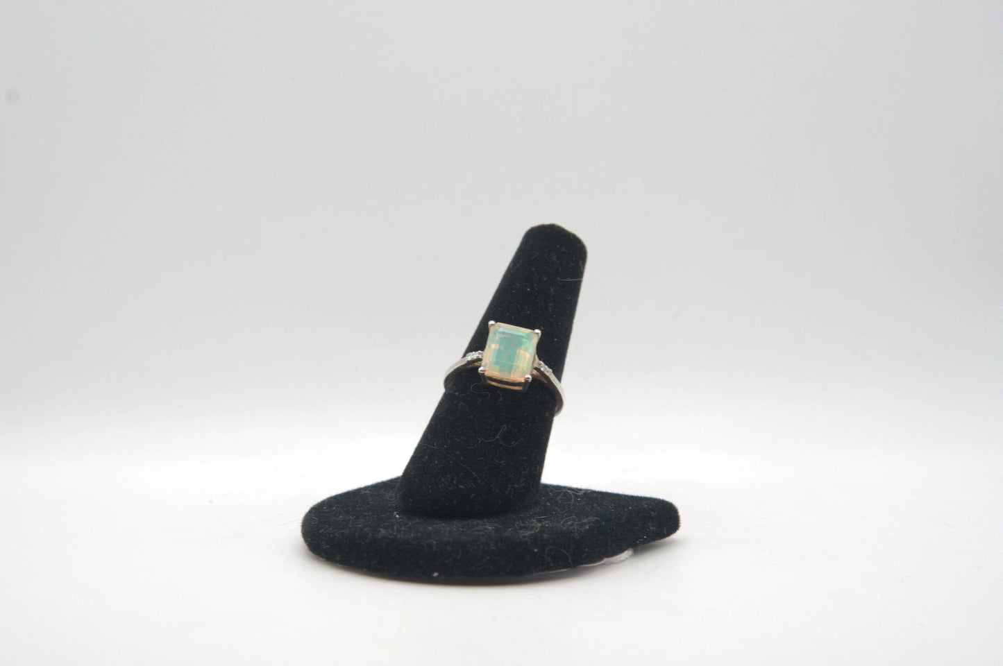 Ethiopian Opal Emerald Cut Ring