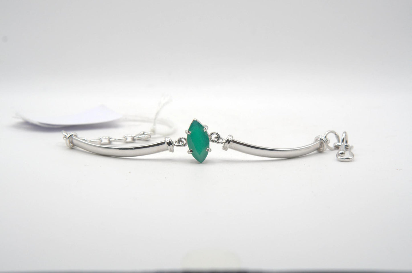 Assorted Gemstone Silver Bracelet with Hook Clasp