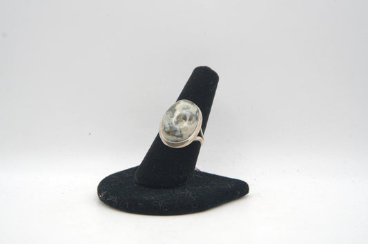 Ocean Jasper Cabochon Bezel Silver Ring