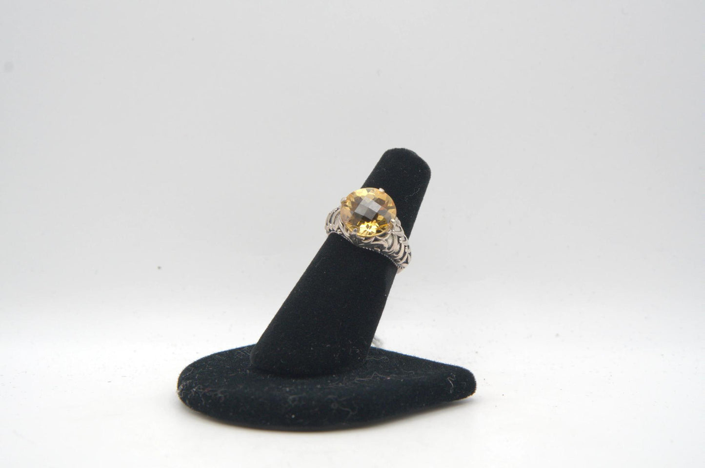 Citrine Ball Cut Filagree Silver Ring