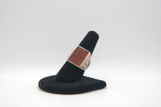 Carnelian Rectangle Bezel Silver Ring