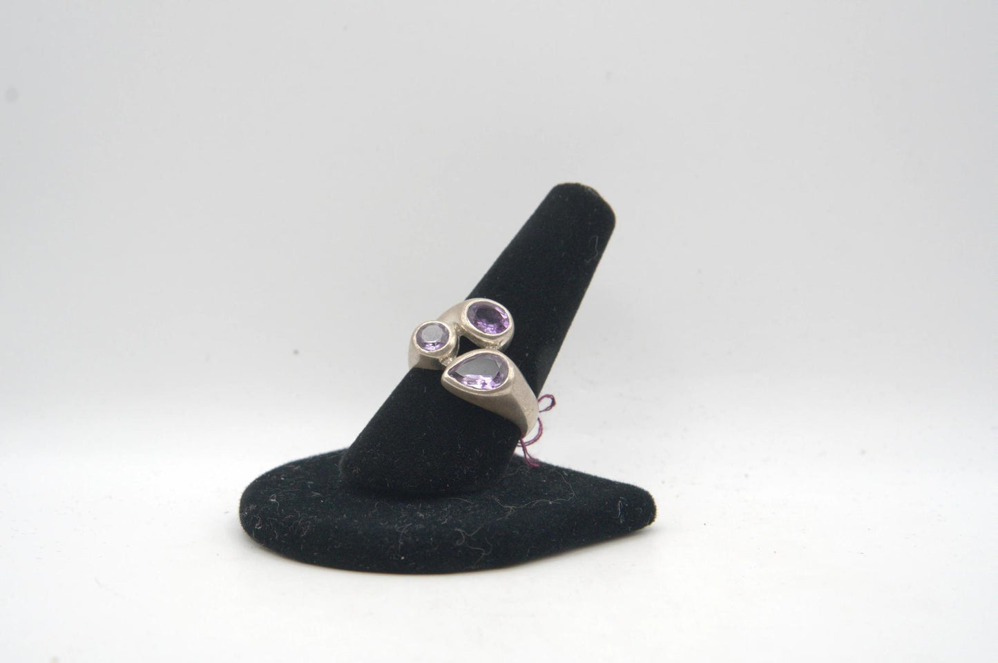 Assorted Cut Tri Stone Bezel Silver Ring