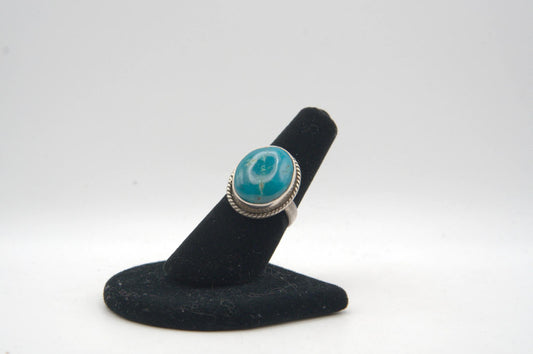 Turquoise Circular Cabochon Bezel Silver Ring
