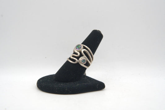 Mystic Topaz Duo Circle Cut Bezel Silver Ring