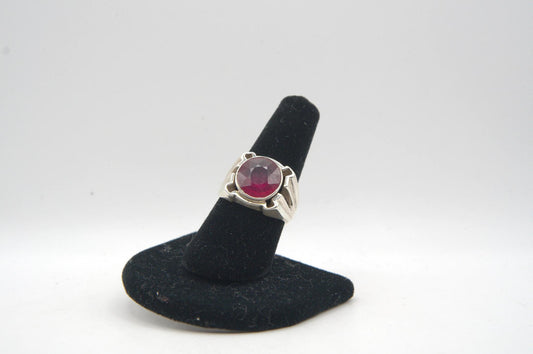 Round Cut Ruby Ring with Thick Band