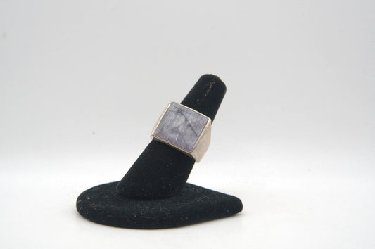 Blue Kyanite Square Bezel Silver Ring