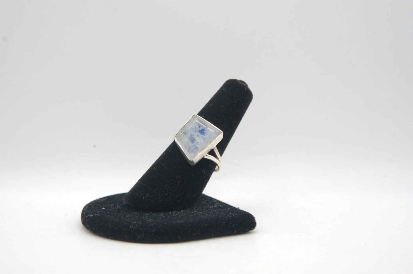 Moonstone Irregular Cut Bezel Set Silver Ring