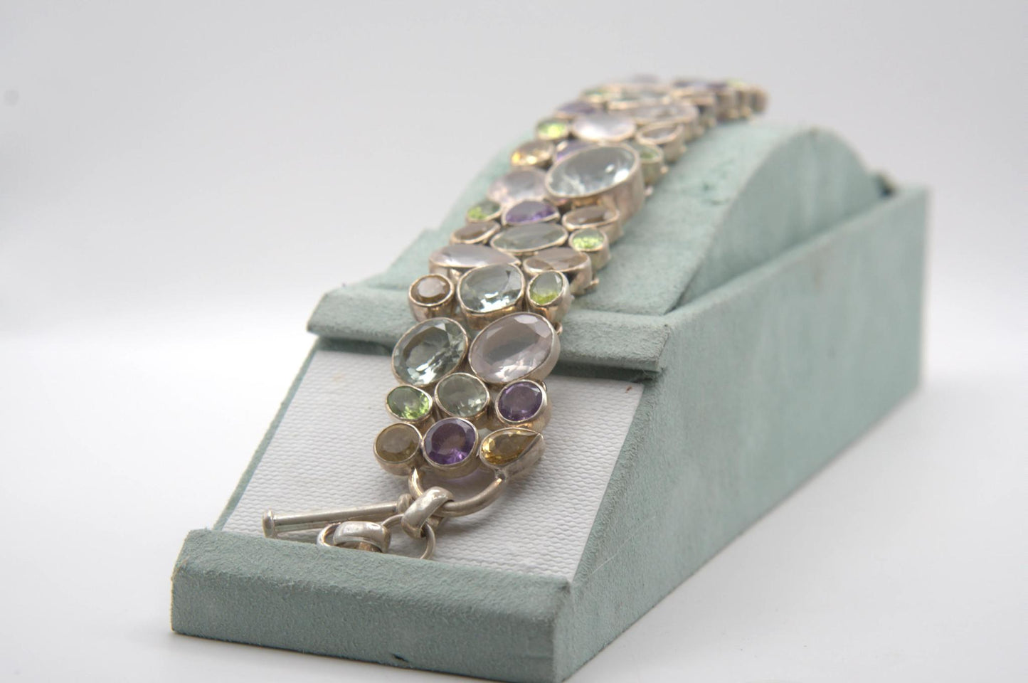 Multi-Gemstone Silver Bracelet