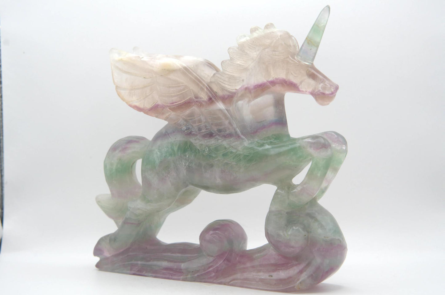 Fluorite Unicorn Pegasus Sculpture